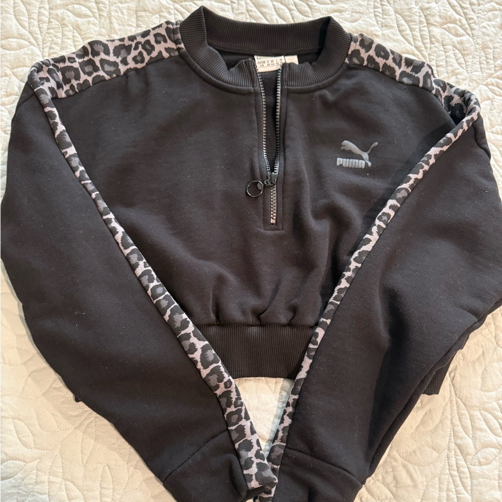 PUMA Crop Black Half-Zip Sweatshirt